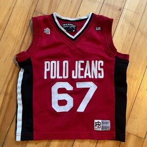 Kids Polo Jeans Co Ralph Lauren Basketball Jersey Red 67 Size 2T